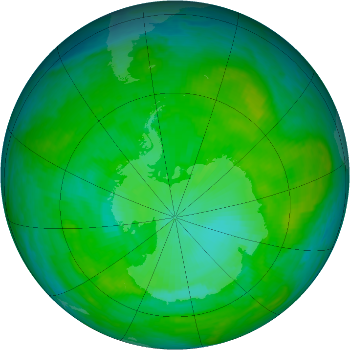 Antarctic ozone map for 30 December 1989